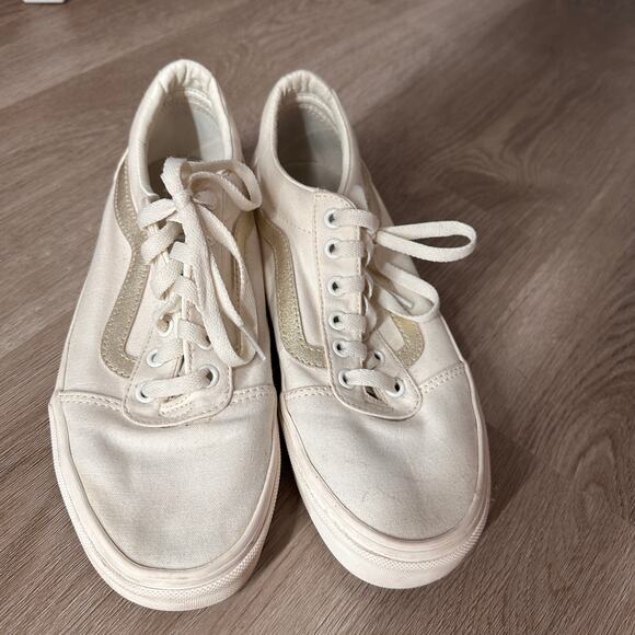 vans old skool rose gold lace up skate sneaker cream women's shoes size 9 - Picture 2 of 6